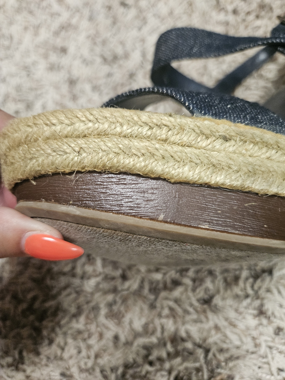 Jessica Simpson Navy Denim Espadrille Wedge Sandals - Picture 13 of 16